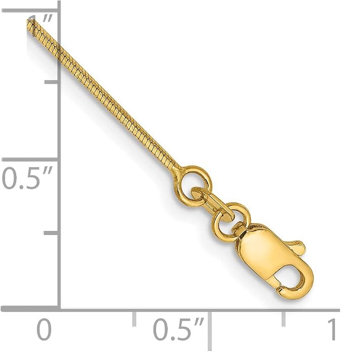 Sonia Jewels Real 14k Yellow Gold 1.00mm Octagonal Snake Chain Necklace - with Secure Lobster Lock Clasp