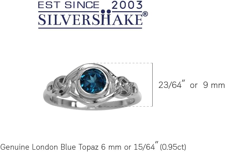 Silvershake Birthstone Gemstones White Gold Plated 925 Sterling Silver Irish Celtic Knot Engagement or Promise Solitaire Ring Jewelry for Women