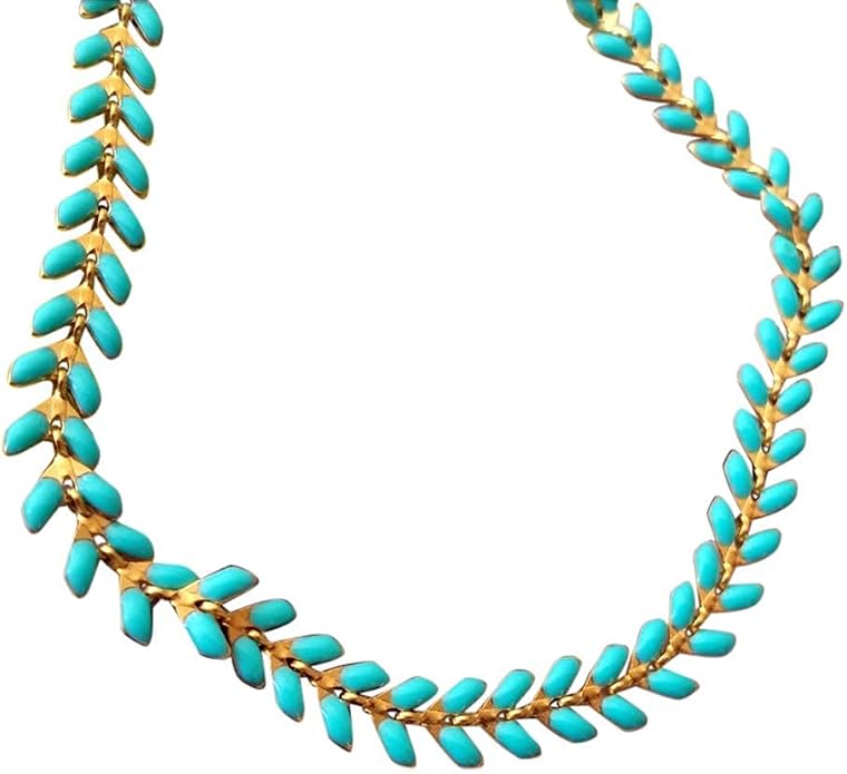 Turquoise Anklet for Women, Dainty Ankle Bracelet, Delicate Summer Design, Mint Fishtail Enamel Chain