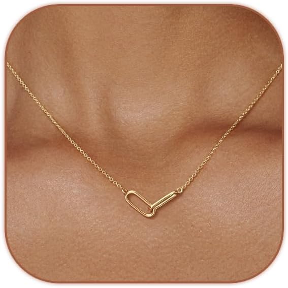 HERIER Cute Heart Necklace Dainty 18k Gold Plated Tiny Heart Pendant Choker Necklaces Small Gold Love Open Heart Chain Necklace for Women Simple Gold Necklace for Women Trendy Jewelry