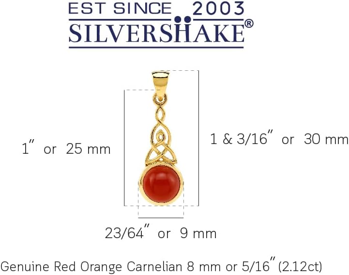 Silvershake 8MM Round Shape Gemstone White Gold Plated or Yellow Gold Plated 925 Sterling Silver Triquetra Celtic Knot Pendant or Pendant with 18 Inches Chain Necklace Jewelry for Women