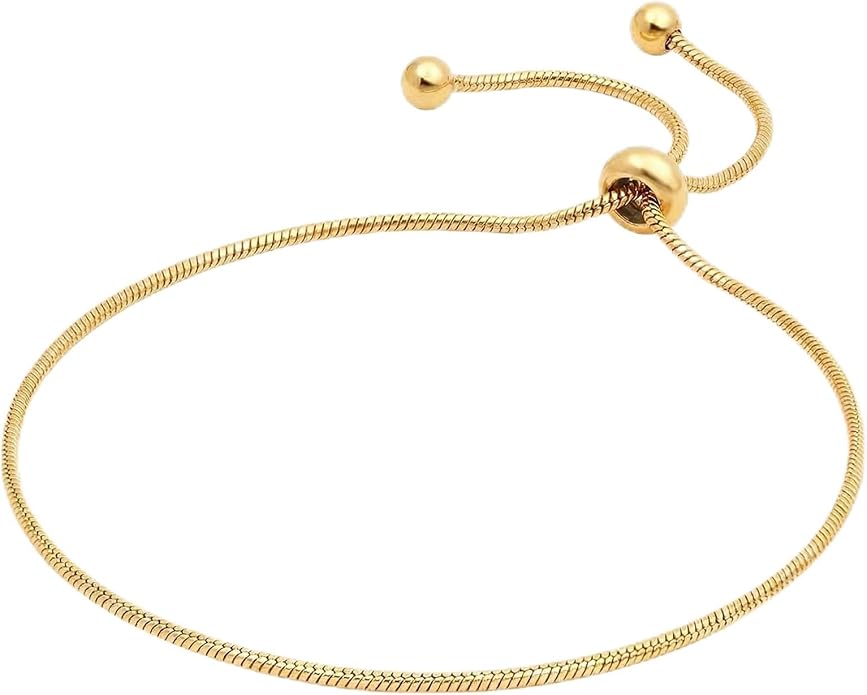 Gold Bracelets for Women 18K Gold Plated Adjustable Snake Chain Slider Bracelet Dainty Boho Jewelry Gifts for Mom Wife Friend