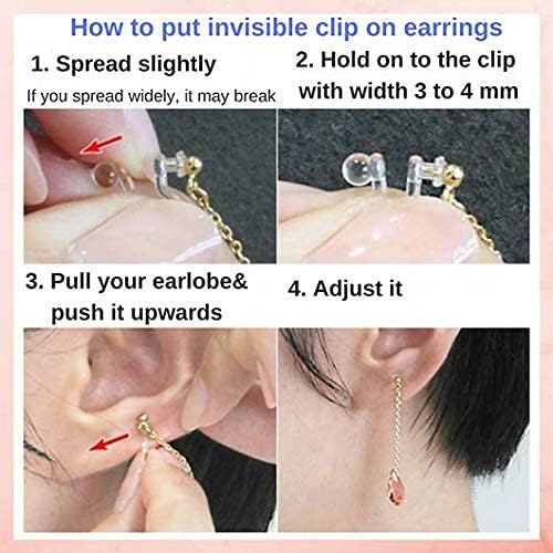 Comfortable Stick Invisible Clip On Earrings Gold Dangle Long Waved Threader Bar Clip-On Non Pierced Earrings Silver For Women,…