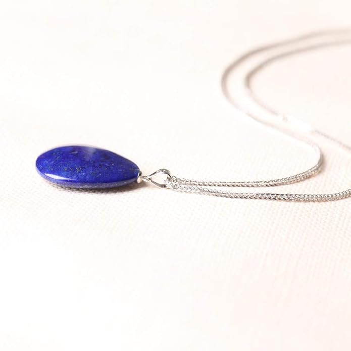 iSTONE 925 Sterling Silver Natural Crytral for Womens Pendant Necklace, Gemstone Birthstone with 17.8" Silver Chain Ladies