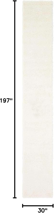 Unique Loom Solid Shag Collection Area Rug (2' 6" x 16' 5" Runner, Snow White)