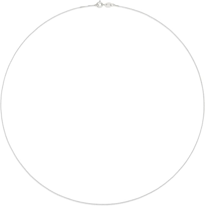 Amazon Essentials Sterling Yellow Gold or Silver Thin 0.8mm Box Chain Necklace