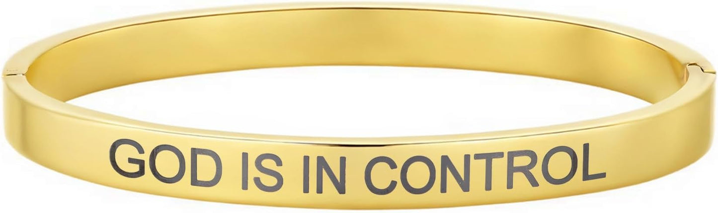 Inspirational Christian Bracelet for Women, Oval Engraved Bible Verse Love Bangle Cuff, Faith Scripture Jewelry, Religious Encouragement Gift for Mom Daughter Sister Friend