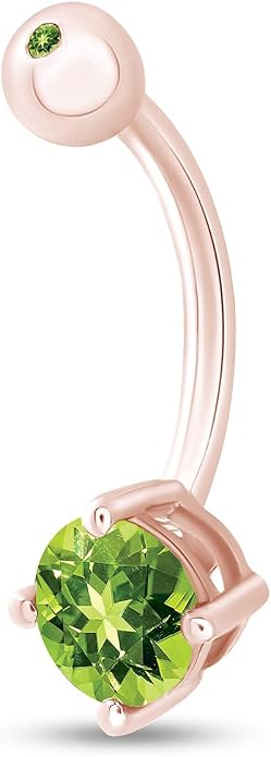 AFFY Round Shape Body Piercing Curved Barbells, Floating Navel Belly Piercing Button Premium Surgical Steel Ring in 14K Gold Over Sterling Silver