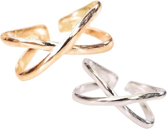 TOE RINGS & THINGS CrissCross Adjustable Toe Ring | Gold Filled or Sterling Silver | One Size Fits All