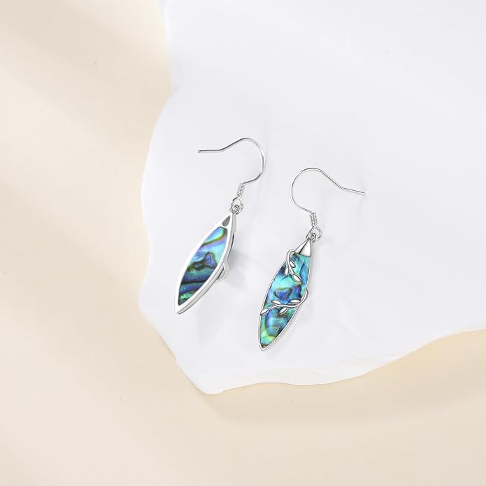 TIGER RIDER Abalone Shell 925 Sterling Silver Dangle Earrings Lightweight Filigree Dangle Drop Earrings for Women