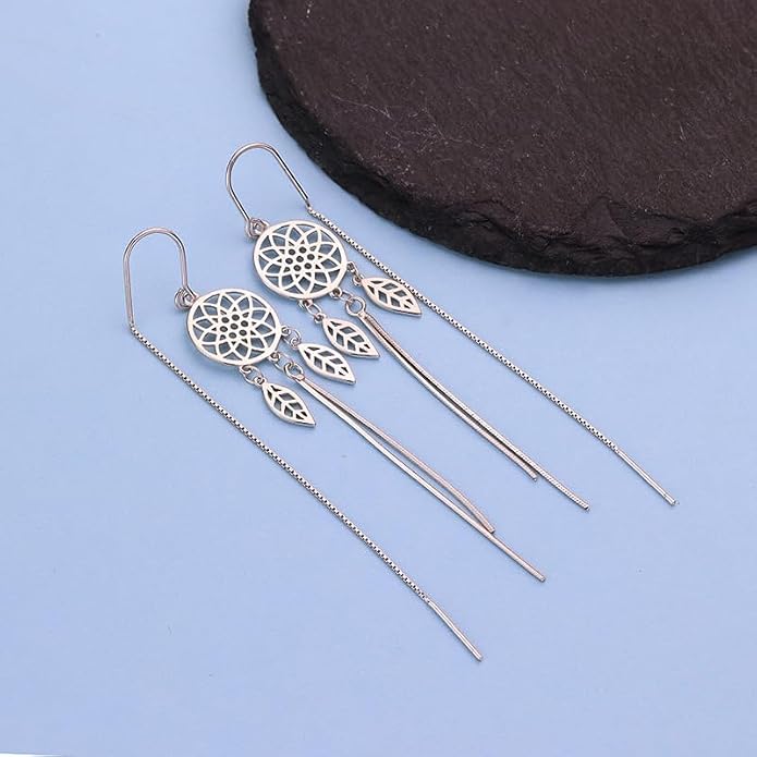 Sterling Silver Big Drop Earrings 925 Tassel Linear Ear Hanging Shimmering Fan Statement Teardrop Earrings - Designer Multi-Style Statement Exquisite Trendy Upscale Chandelier Dangle Earrings Jewelry Gift for Women