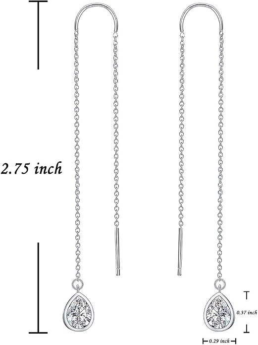 Teardrop Earrings Threader Earrings 925 Sterling Silver Droplet Jewelry Drop Dangle Long Charm Earrings for Women Girls Birthday Gifts