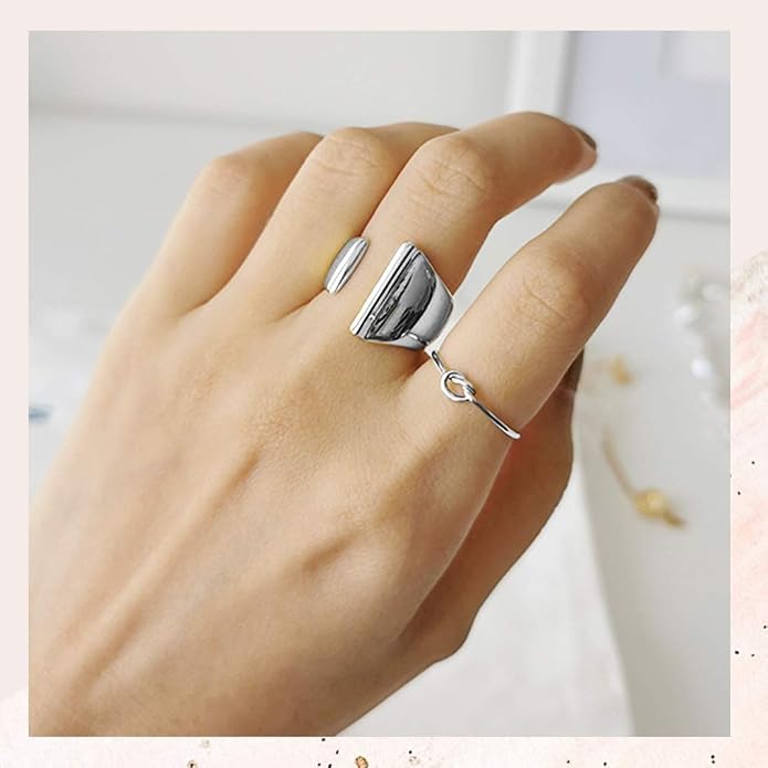 KeyStyle Bold Initial Letter Rings Adjustable, GoldChic Jewelry Women Gold Statement Ring Personalized Engraved Women’s Open Signet Ring for Party (Gold, White Gold, Black)