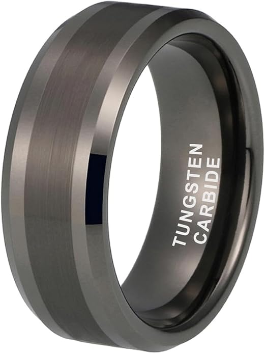 TUTISS 6mm 8mm Silver/Black/Gunmetal/Gold Tungsten Rings for Men Women Fashion Jewelry Engagement Wedding Bands Matte Polished Shiny Beveled Edges Comfort Fit