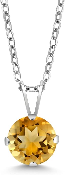 Gem Stone King 7MM Round Gemstone Birthstone Pendant Necklace For Women | 925 Sterling Silver | With 18 Inch Silver Chain | Fine Jewelry Gifts for Women Her Mom Wife