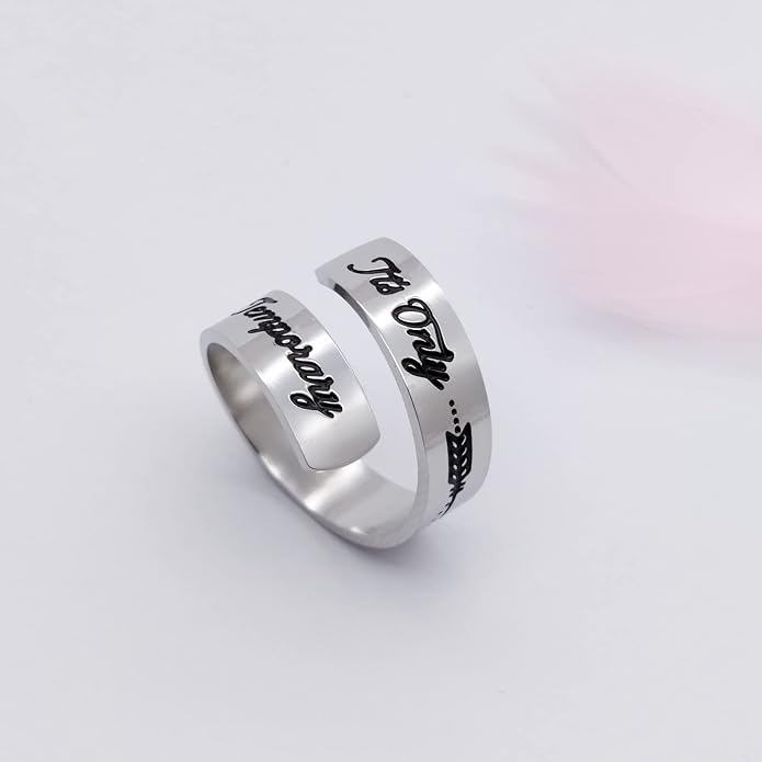 Inspirational Motivational Adjustable Ring Personalized Stainless Steel Spiral Wrap Twist Rings Encouragement Statement Graduation Jewelry Birthday Gifts for Women Teengirls.