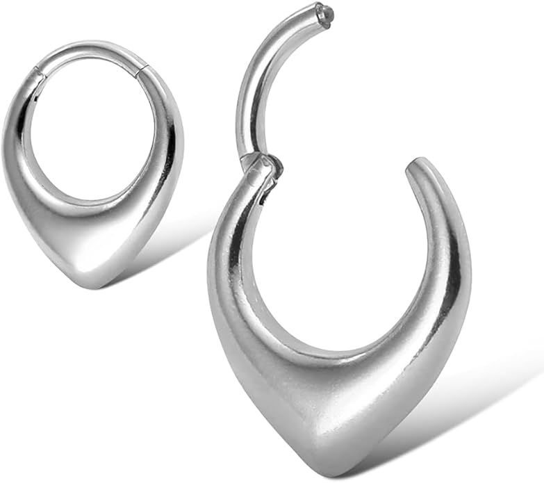 MOQIKAKA16G 8mm Septum Rings - Stainless Steel Segment Nose Rings for Women Men - Hinged Segment Nose Helix Cartilage Clicker Hoop Earrings for Daith Rook Tragus Piercing