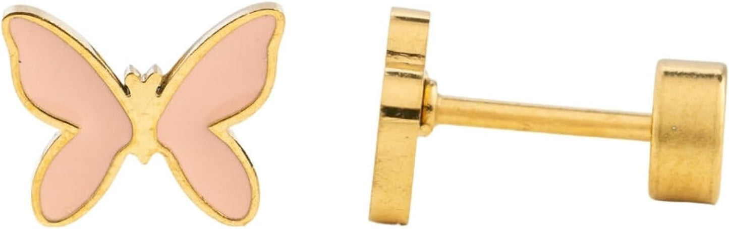 Colorful Stud Earrings - Gold, hypoallergenic, flat back earrings, all-day comfort for sensitive ears