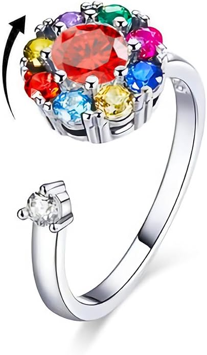 Fidget Rings for Anxiety, Womens Focus Spinner Ring, Discreet Boredom Relieving Ring Stacking Finger Promise Engagement Gift