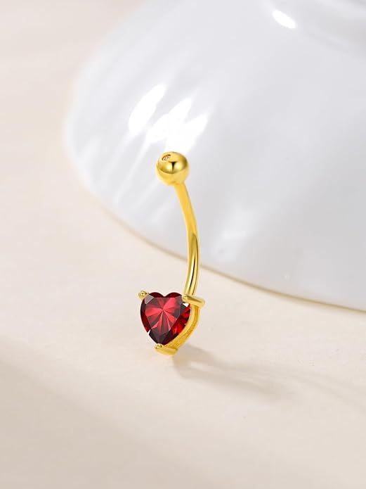 Sterling Silver 14G Belly Button Rings Cross/Cat/Butterfly/Cow/Skull/Birthstone Heart Navel Rings 16mm Body Piercing Jewelry for Women