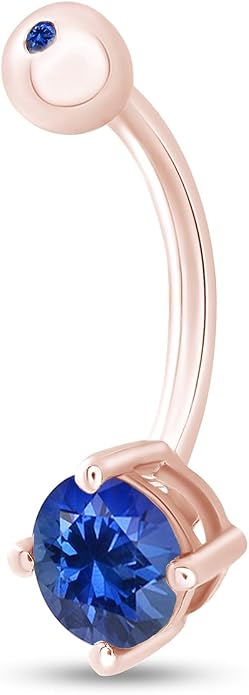 AFFY Round Shape Body Piercing Curved Barbells, Floating Navel Belly Piercing Button Premium Surgical Steel Ring in 14K Gold Over Sterling Silver