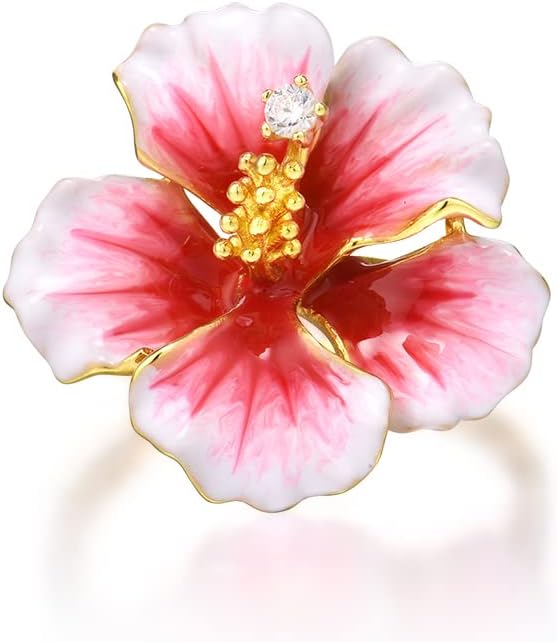 Santuzza 925 Sterling Silver Enamel Flower Statement Ring for Women