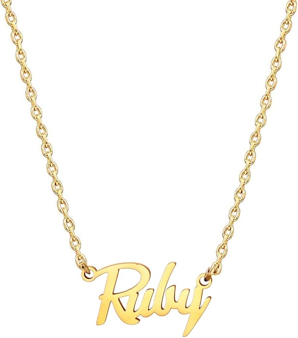 MOMOL 18K Gold Plated Stainless Steel Name Necklace Personalized Custom Name Necklace Customized Nameplate Necklace for women