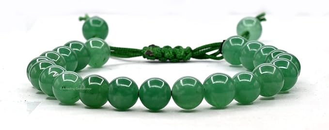 Amazing Gemstone Green Aventurine Bracelet, Gifts for Men & Women - Protection Healing Crystal Bracelet - 8mm Gemstone Beaded Adjustable Bracelet, Pulseras para Hombres Mujer Stocking Stuffers