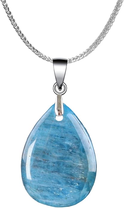 iSTONE 925 Sterling Silver Natural Crytral for Womens Pendant Necklace, Gemstone Birthstone with 17.8" Silver Chain Ladies