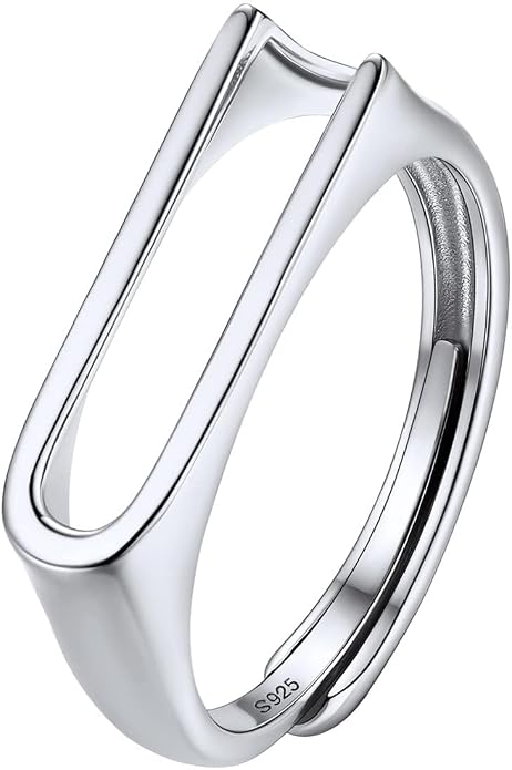 SILVERCUTE 925 Sterling Silver Initial Rings for Women,Adjustable Capital Letter Ring Hypoallergenic,Minimalist 925 Silver Rings for Mother Daughter