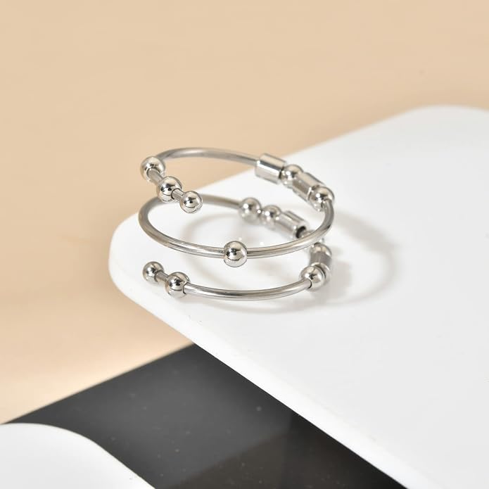 Morse Code Rings for Women, Stainless Steel Spinner Ring Fidget Rings for Anxiety Ring Morse Code Rings Inspirational Gifts Jewelry Women Birthday Graduation Gifts for Best Friends