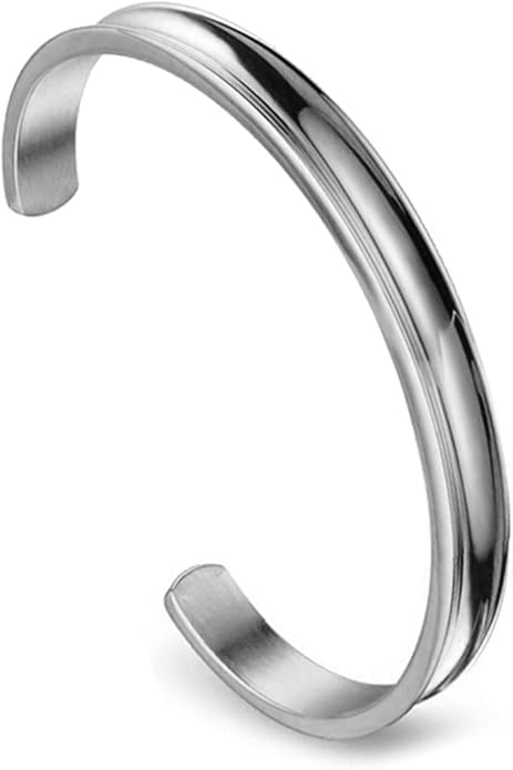 Zuo Bao Stainless Steel Bracelet Grooved Cuff Bangle for Women