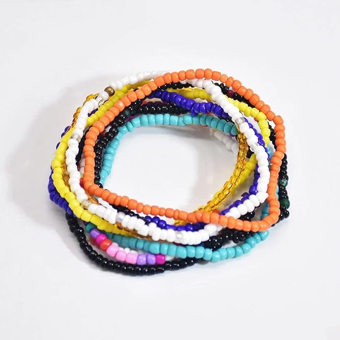 3-20Pcs Handmade Bohemian Summer Beach Beads African Ankle Bracelet for Women Adjustable Boho Colorful Seeds Stretch Barefoot Sandal Foot Anklet Jewelry