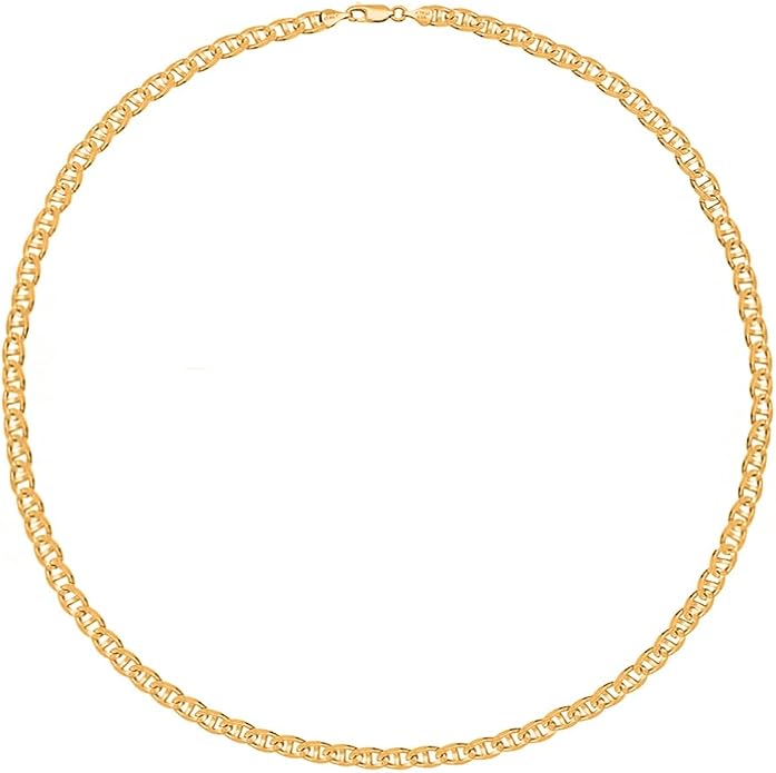 Savlano 925 Sterling Silver Chain Anklet Rope, Figaro, Mariner, Curb - 18K Gold Plated Chain Anklet Available in 9, 10 and 11 - Inches for Women Comes with a Gift Box - Made in Italy