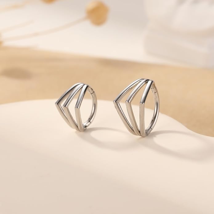 316L Surgical Steel Septum Clicker Ring Nose Ring Hoop Sleeper Hoop Earring Helix Rook Conch Cartilage Daith Tragus Earrings Lobe Nose Piercing Jewelry for Women