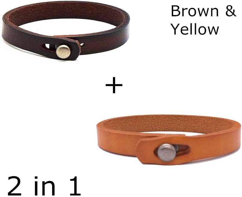 Mens Genuine Leather Bracelet - Handmade Adjustable Leather Cuff Bracelet punk Style leather wrap Wristband for Men