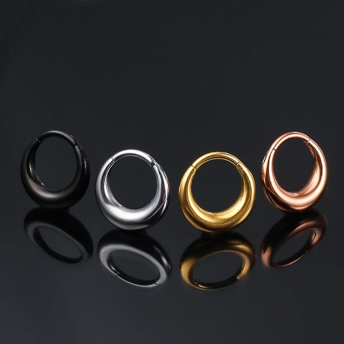 MOQIKAKA16G 8mm Septum Rings - Stainless Steel Segment Nose Rings for Women Men - Hinged Segment Nose Helix Cartilage Clicker Hoop Earrings for Daith Rook Tragus Piercing