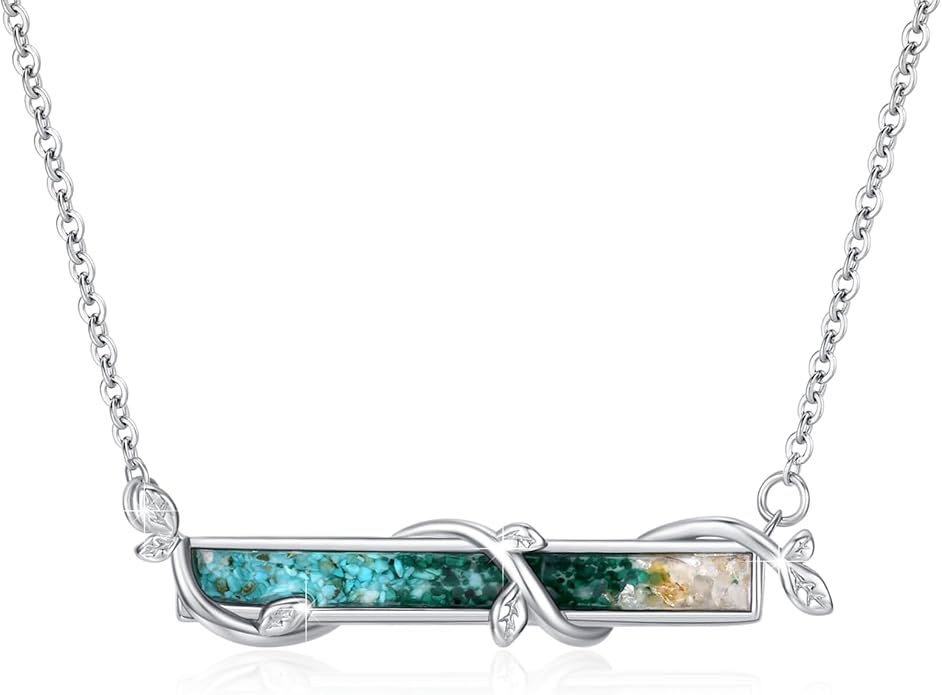 Bar Opal Leaf Necklace For Women S925 Sterling Silver White Opal Pendant with Leaf Charm Bar Pendant Jewelry Gift For Mom Daughter Wife