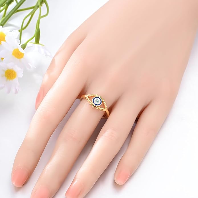 925 Sterling Silver Adjustable Open Rings for Women with Snake, Evil Eye or Bee Designs, Dainty Stackable Thumb Finger Rings, Gold Silver Ring Jewelry Gift for Mujer, Size 6-9