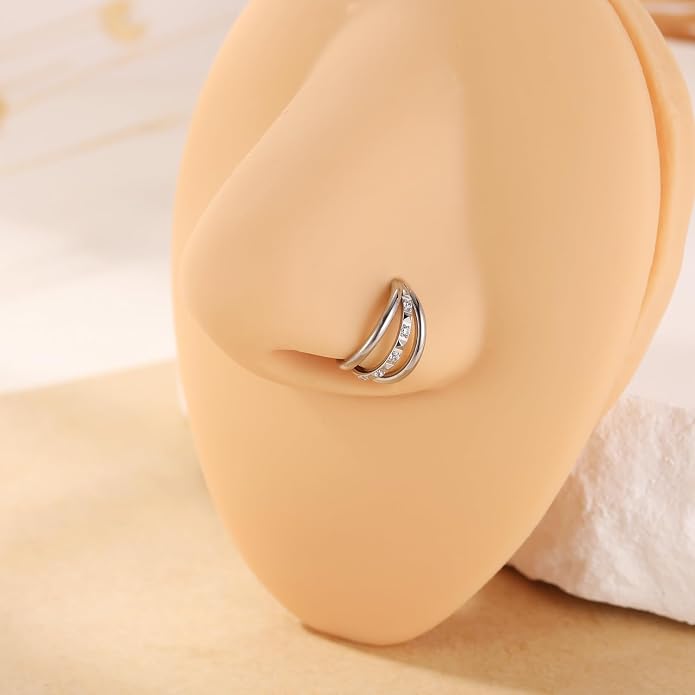316L Surgical Steel Septum Clicker Ring Nose Ring Hoop Sleeper Hoop Earring Helix Rook Conch Cartilage Daith Tragus Earrings Lobe Nose Piercing Jewelry for Women