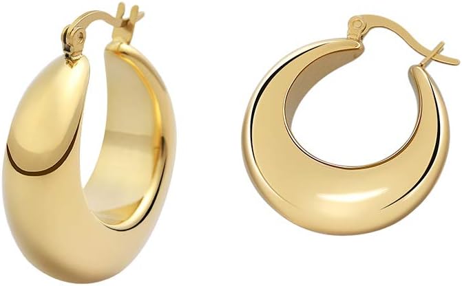 Chunky Large Thick Rounded Tube Hoop Earrings