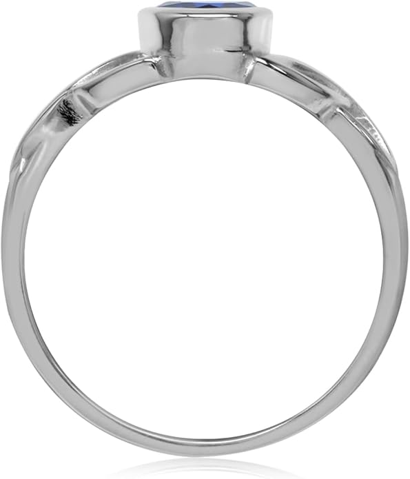 Silvershake 7x5MM Oval Shape Birthstone Gemstone White Gold Plated or 18K Yellow Gold Plated 925 Sterling Silver Triquetra Trinity Celtic Knot Solitaire Ring Jewelry for Women