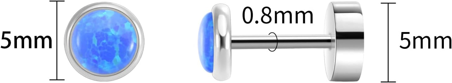 Titanium Earrings for Women Stud Earrings Cubic Zirconia Dainty Screw Flat Back Hypoallergenic Earrings for Women for Multiple Cartilage Helix Conch Tragus Piercing Jewelry for Sensitive Ears