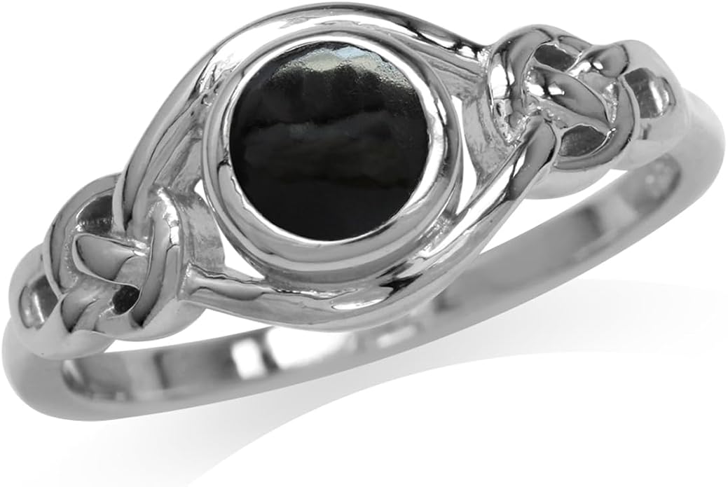 Silvershake Birthstone Gemstones White Gold Plated 925 Sterling Silver Irish Celtic Knot Engagement or Promise Solitaire Ring Jewelry for Women
