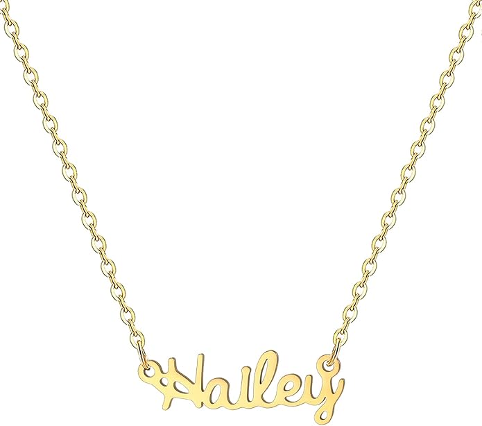 MOMOL 18K Gold Plated Stainless Steel Name Necklace Personalized Custom Name Necklace Customized Nameplate Necklace for women