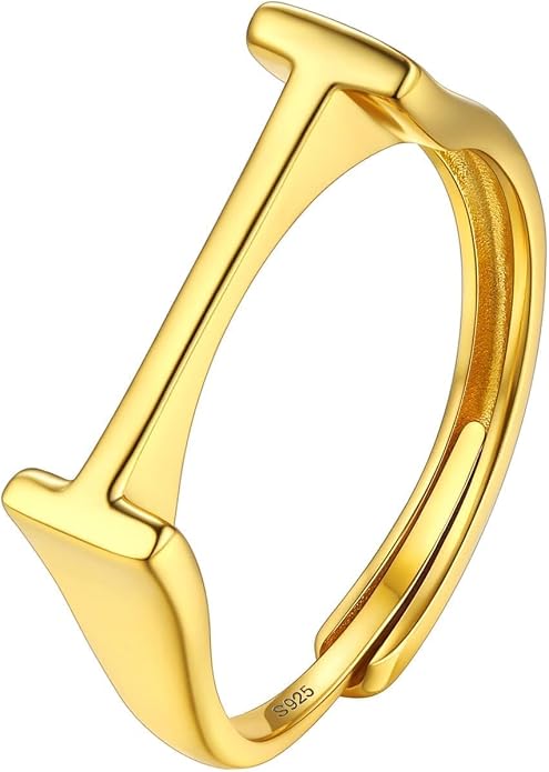 SILVERCUTE 925 Sterling Silver Initial Rings for Women,Adjustable Capital Letter Ring Hypoallergenic,Minimalist 925 Silver Rings for Mother Daughter