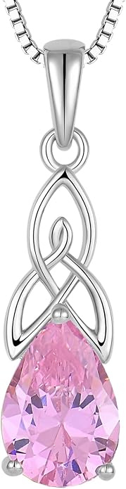 STARCHENIE Teardrop Necklace for Women 925 Sterling Silver Irish Celtic Knot Pendant Birthstone Jewelry