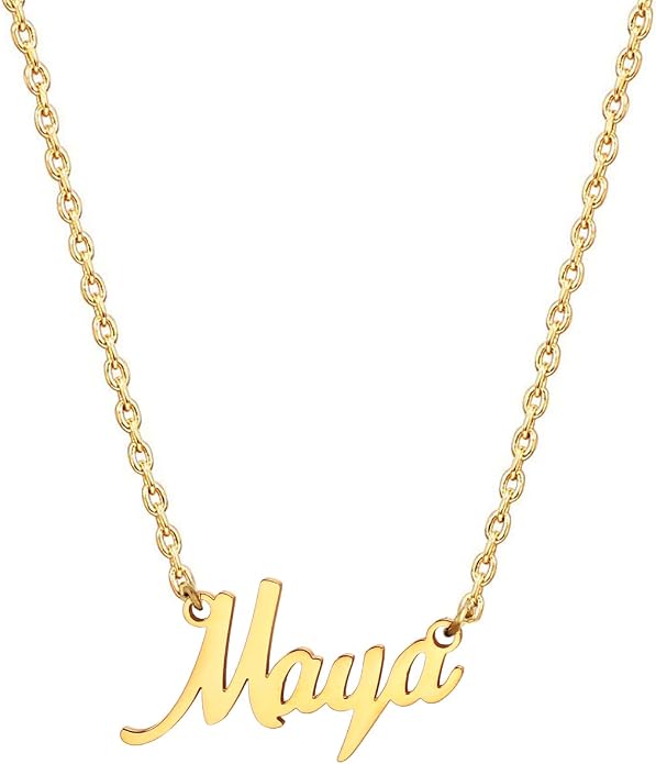 MOMOL 18K Gold Plated Stainless Steel Name Necklace Personalized Custom Name Necklace Customized Nameplate Necklace for women