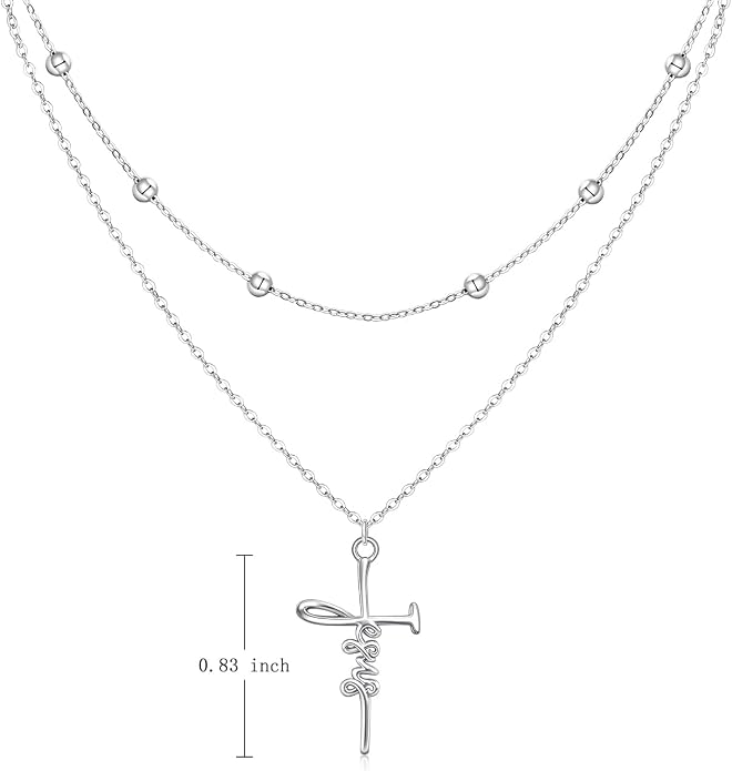 Layered Necklaces for Women S925 Sterling Silver 14k Gold Plated Cross Jesus Tulip Birth Month Flower Necklace Pendant Jewelry Mothers Day Birthday Gifts