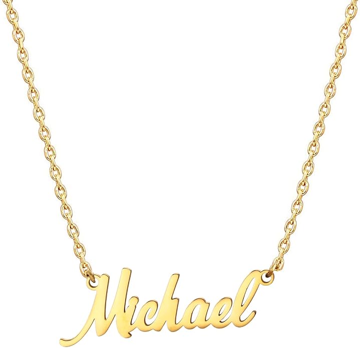 MOMOL 18K Gold Plated Stainless Steel Name Necklace Personalized Custom Name Necklace Customized Nameplate Necklace for women